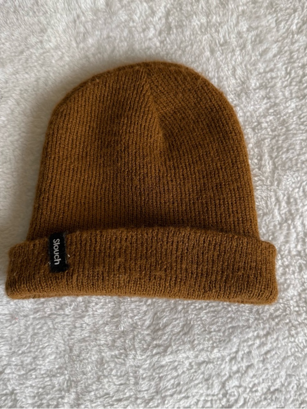 Toddler Slouch Ribbed Knit Beanie in Camel Brown